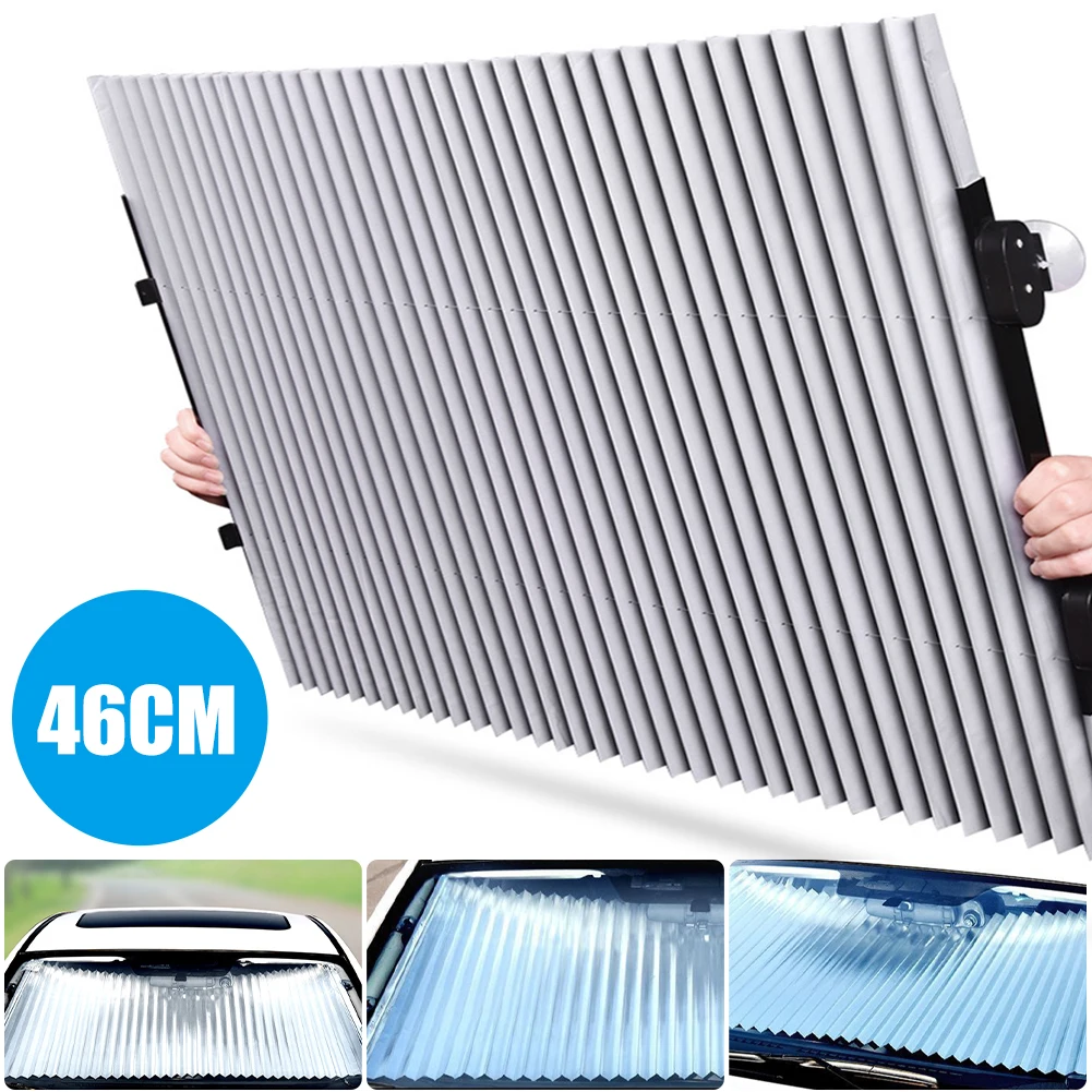 

46CM Car Window Sunshade UV Sun Visor Protector Curtain Sunshade Suction Cups Windshield Sun Shade Stretch Extension Car Cover