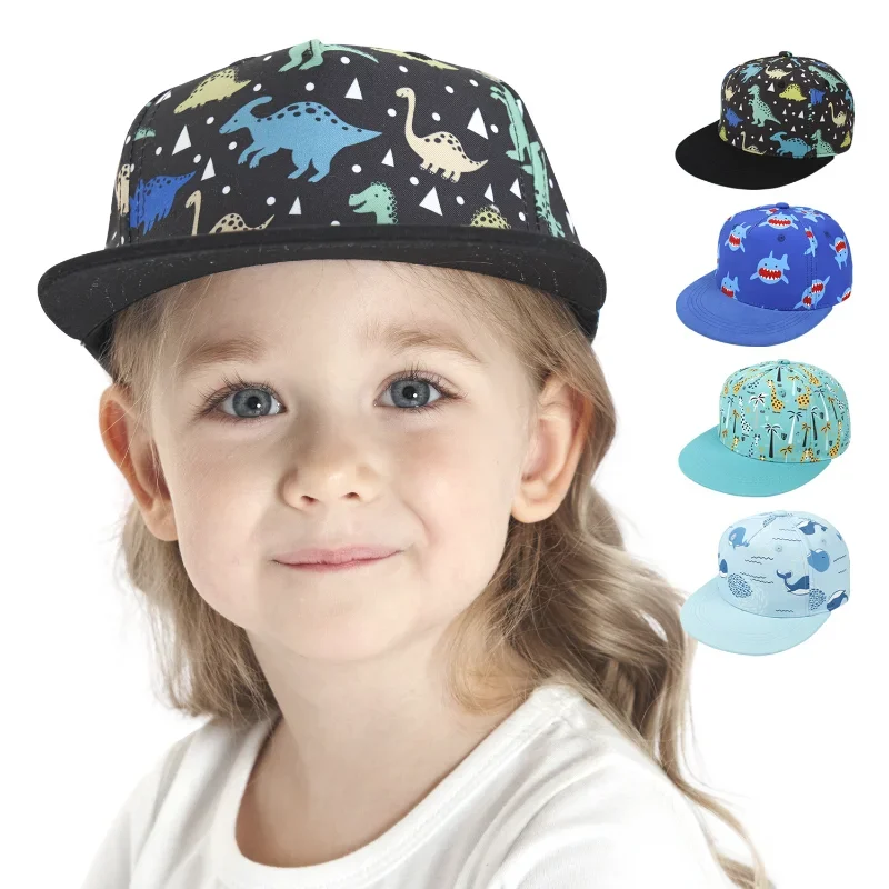 

Детская бейсболка для мальчиков и девочек, мультяшный динозавр, Детская Регулируемая шляпа с солнцезащитным козырьком, семейная шляпа для малышей