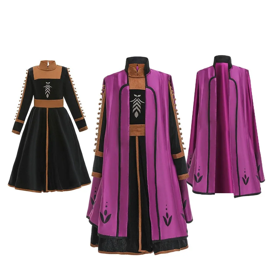 

Anna Princess Girls Dress Fashion Cosplay Kids Clothes Boutique Clothing Long Sleeves Full-derss