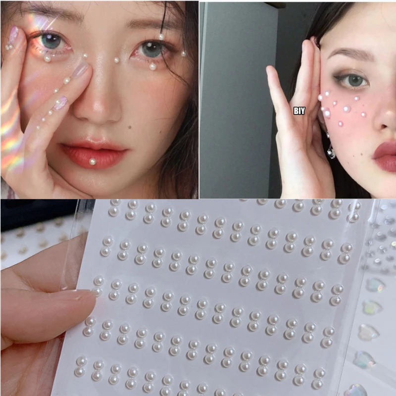

Pearl Face Jewels Diamond Eyes Makeup Art Eyeliner Glitter Face Stickers Rhinestone Temporary Tattoo Party Body Art Makeup Tools
