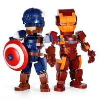 marvel avengers model mech iron man spiderman assembled small particle building blocks childrens educational assembled toys