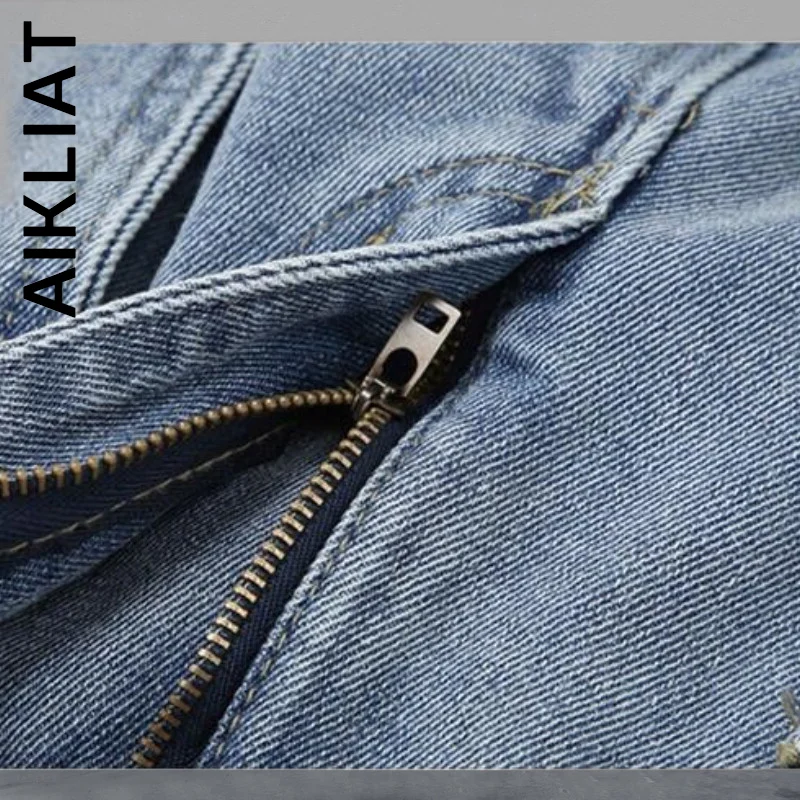 

Aikliat Women Jeans 2022 Baggy Denim Pants New Y2k Loose High Waist Wide Denim Trousers Retro Jeans Woman Trousers