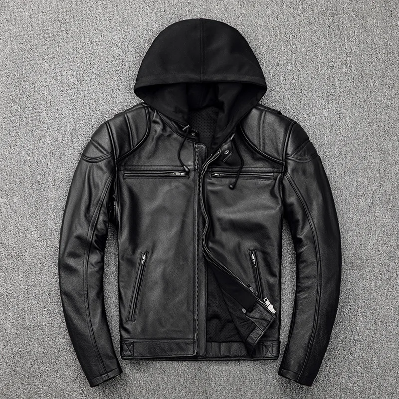 

mens size Free genuine shipping,Plus leather biker jacket.Pro Motorcycle Jacket Protectors.cowhide coat.quality outwear pads