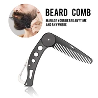 stainless steel folding beard comb buckle hook up with round comb teeth anti static for soul patch goatee short boxed beard