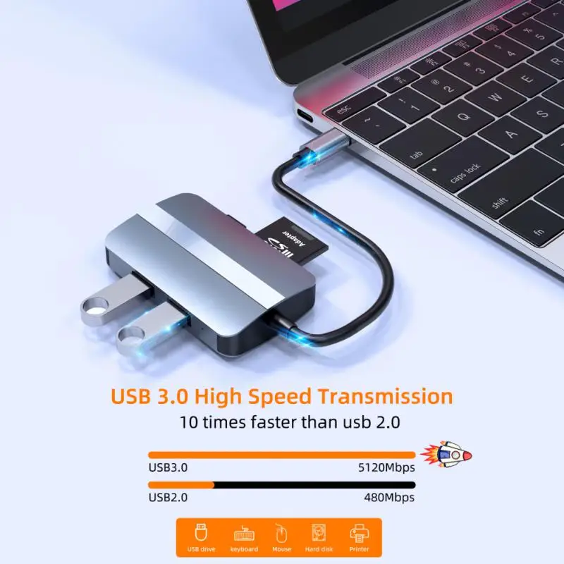 

Док-станция с 5 портами USB 3,0, USB Type-C и RJ45