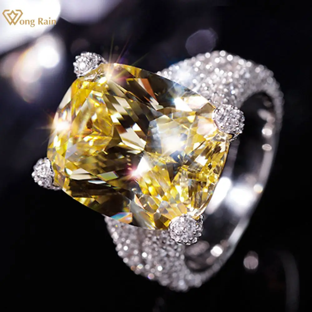 

Wong Rain Luxury 925 Sterling Silver 3EX Oval Cut VVS 15*20MM Sapphire Citrine Created Moissanite Ring New Jewelry Drop Shipping