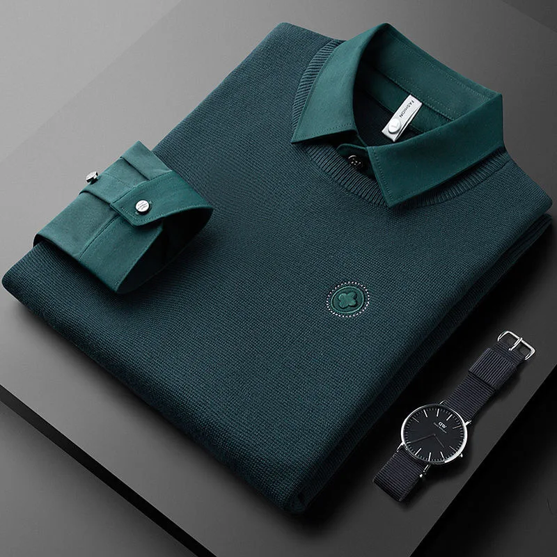 

Высококачественный брендовый вышитый искусственный свитер из двух частей для мужчин новинка осень-зима 2022 Повседневный модный теплый пуло...