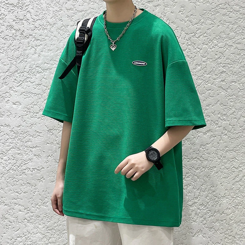 

Men Summer Seven Color WaffleT Shirts Letter Lapel Streetwear Casual Tshirt For Male 2022 New Short Sleeve Man Tee Tops