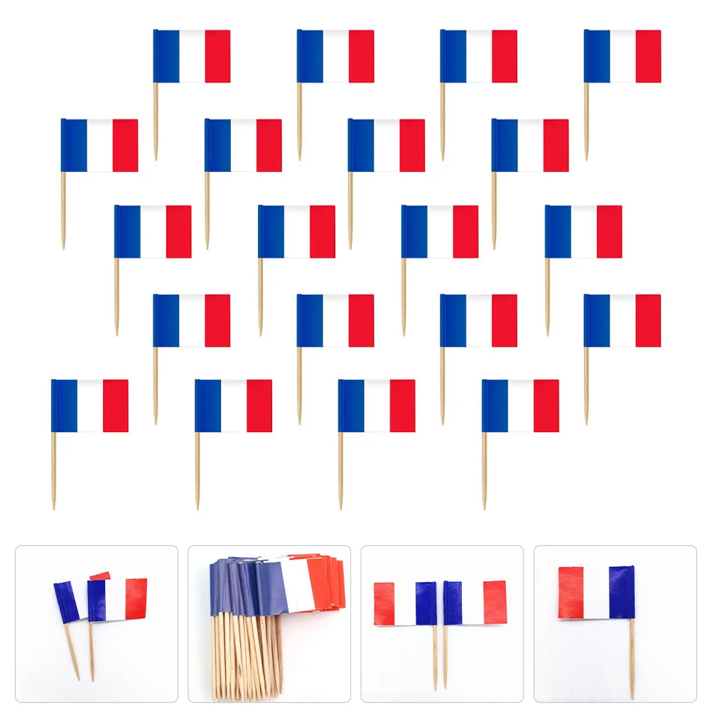 

200 Pcs Flag Stick Cocktail Ornament French Beverage Picks Decor Disposable Drink Decorative Banner Toothpicks Party Supplies