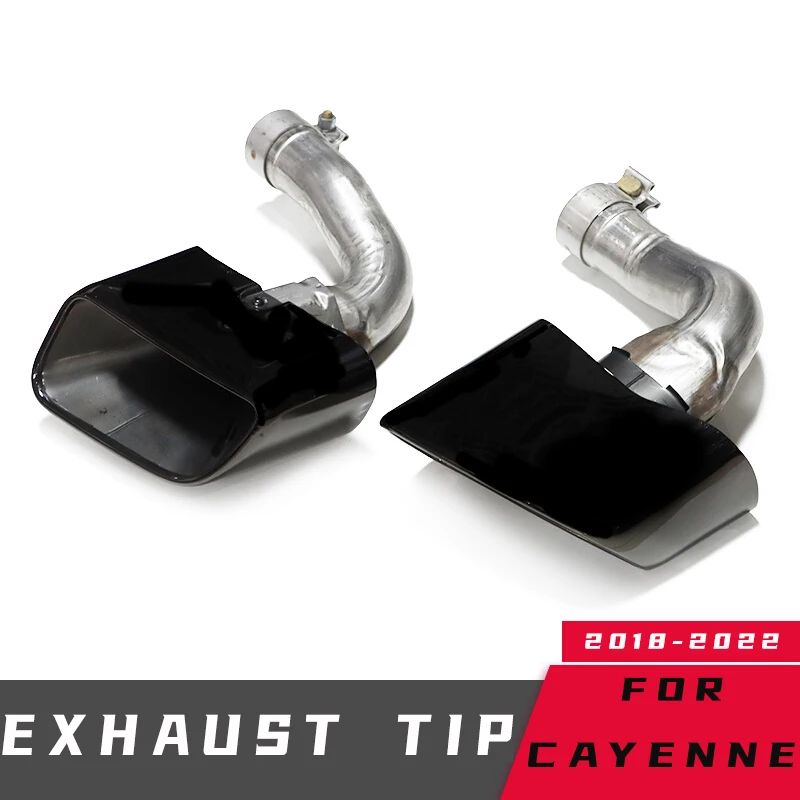 

1 Pair Car Exhaust Tip For Porsche Cayenne 2018-2022 Muffler Tip Original Design Square Exhaust Pipe Stainless Steel Nozzle