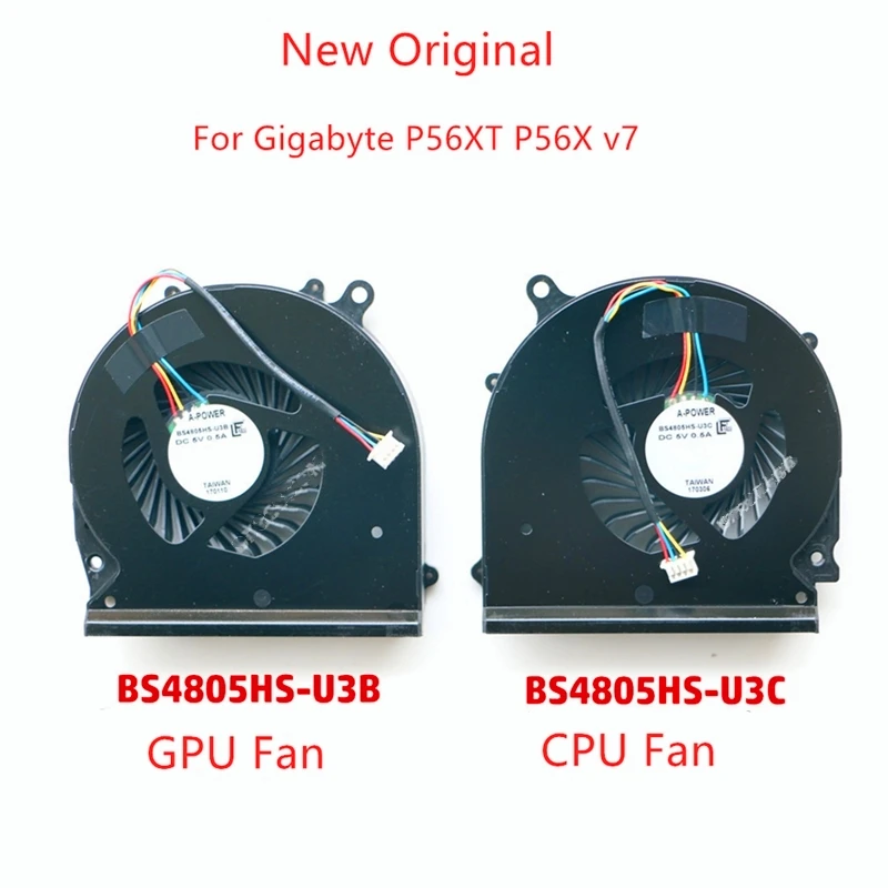 

New Original Laptop CPU GPU Cooling Fan For Gigabyte P56XT P56X v7 Fan BS4805HS-U3C/BS4805HS-U3B