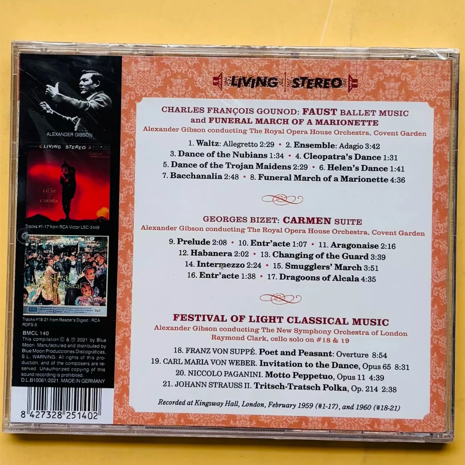 Романтический музыкальный CD-альбом Альфреда Гонода и Александра Гибсона: Фауст, балетная музыка, Сюита Кармен, музыкальная запись, для косплея, Walkman, автомобильные саундтреки, бокс-сет (art.: 3920d90c48522) - 3920d90c48522