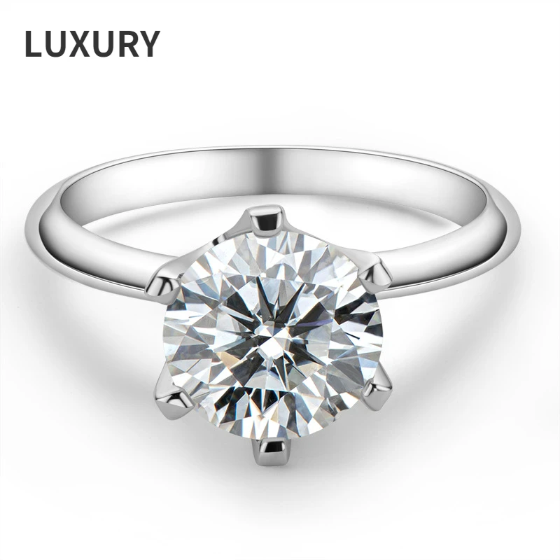 

Luxury 100%925 Sterling Silver Real 2/3Carat D Color Moissanite Wedding Rings For Women Top Quality 18K White Gold Color Jewelry