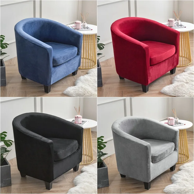 

2022 Velvet Plush Tub Chair Cover Club Chair Cover Bar Mini Sofa Slipcovers Coffee Shop Couch Slipcover Covers Seat Cushion With