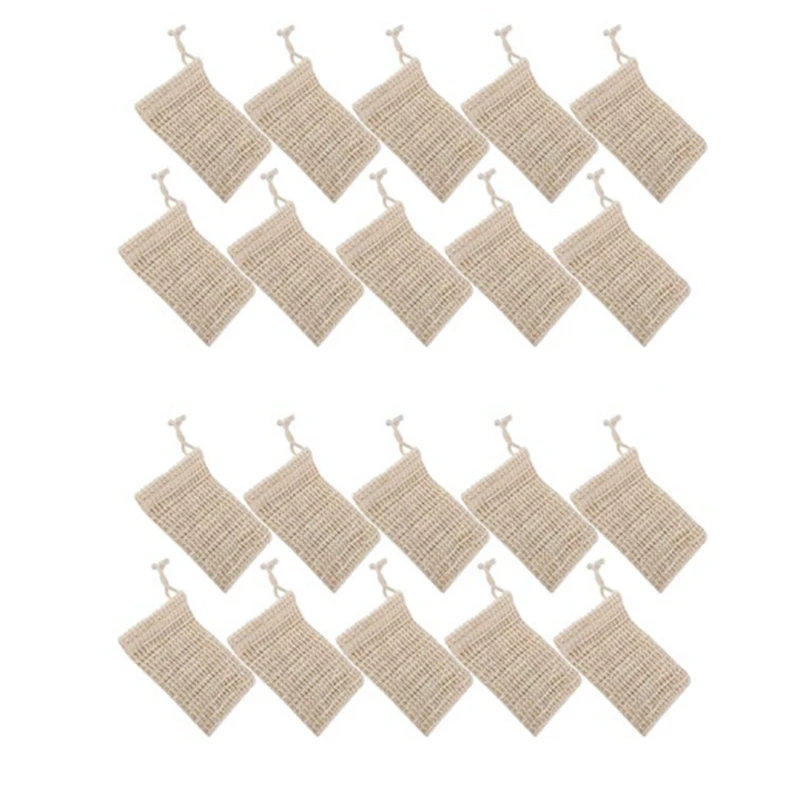 

20 Pack Natural Sisal Soap Bag Exfoliating Soap Saver Pouch Holder