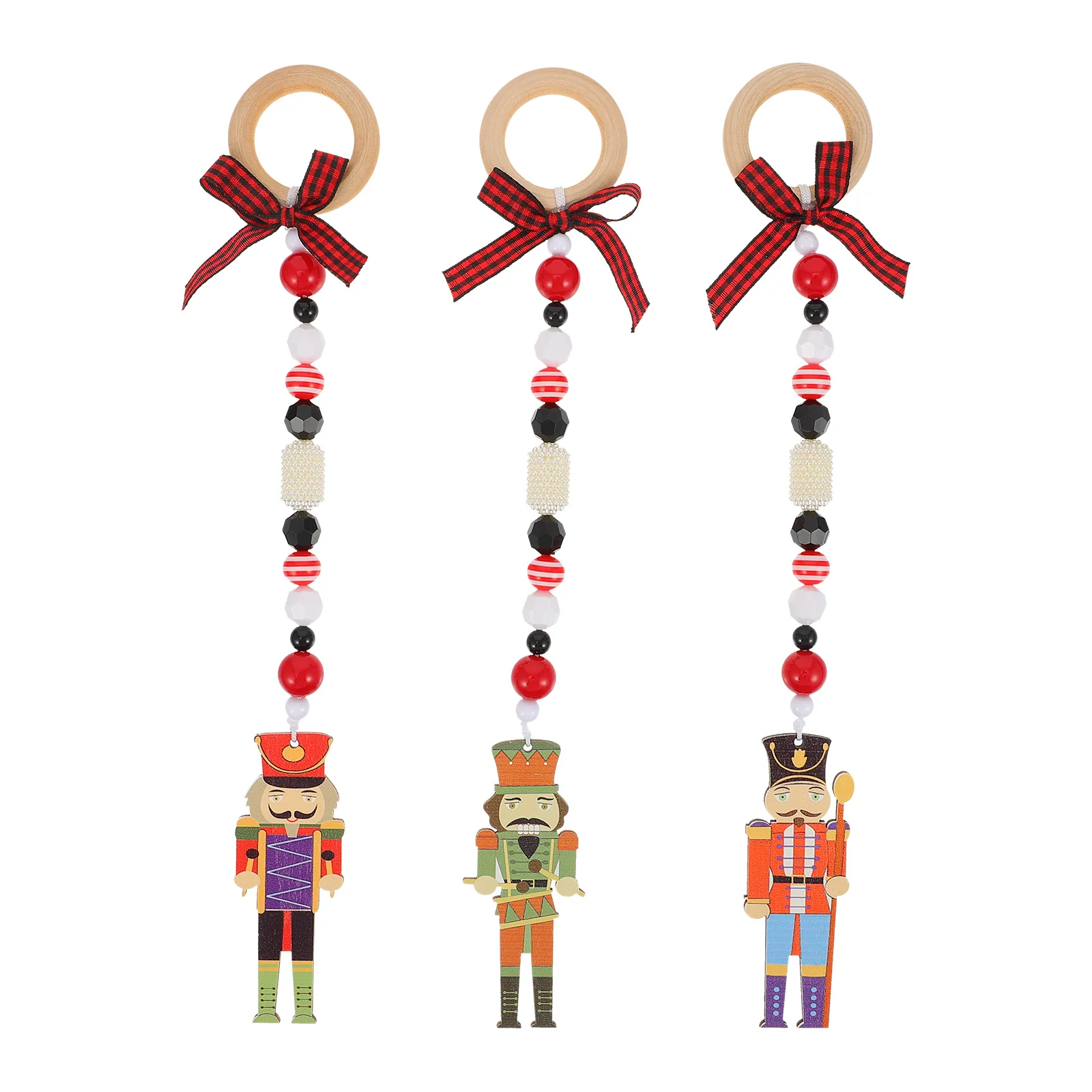 

Christmas Ornament Tree Soldier Wooden Walnut Wood Pendant Xmas Nutcrackers Figurines Hanging Wreath Bead Nutcracker Toys