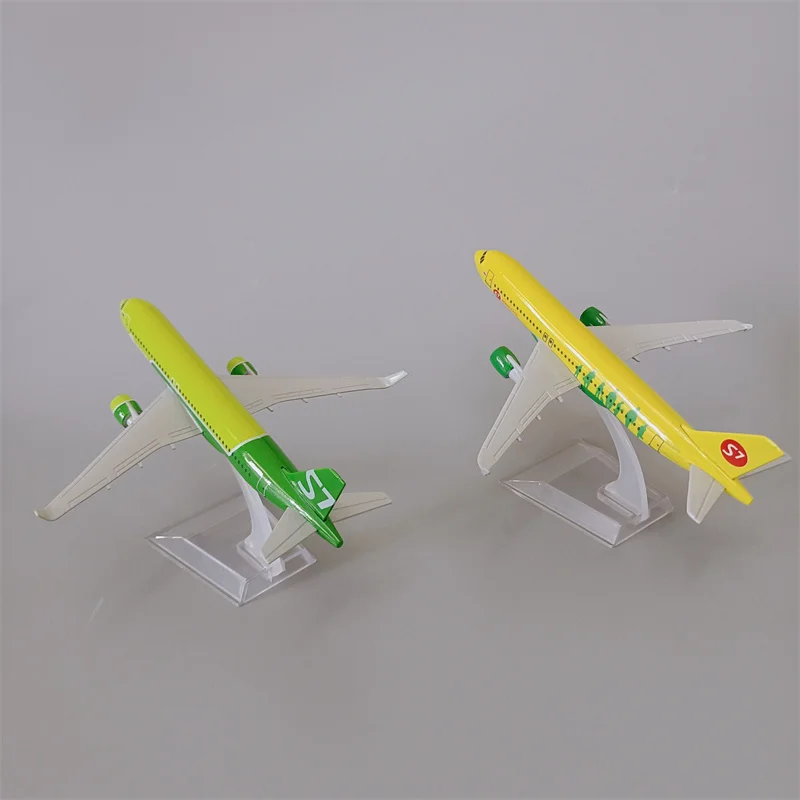 

16cm Alloy Metal Aircraft Air Russian Siberia S7 Airlines Airbus 320 A320 Airways Diecast Airplane Model Plane Yellow Green