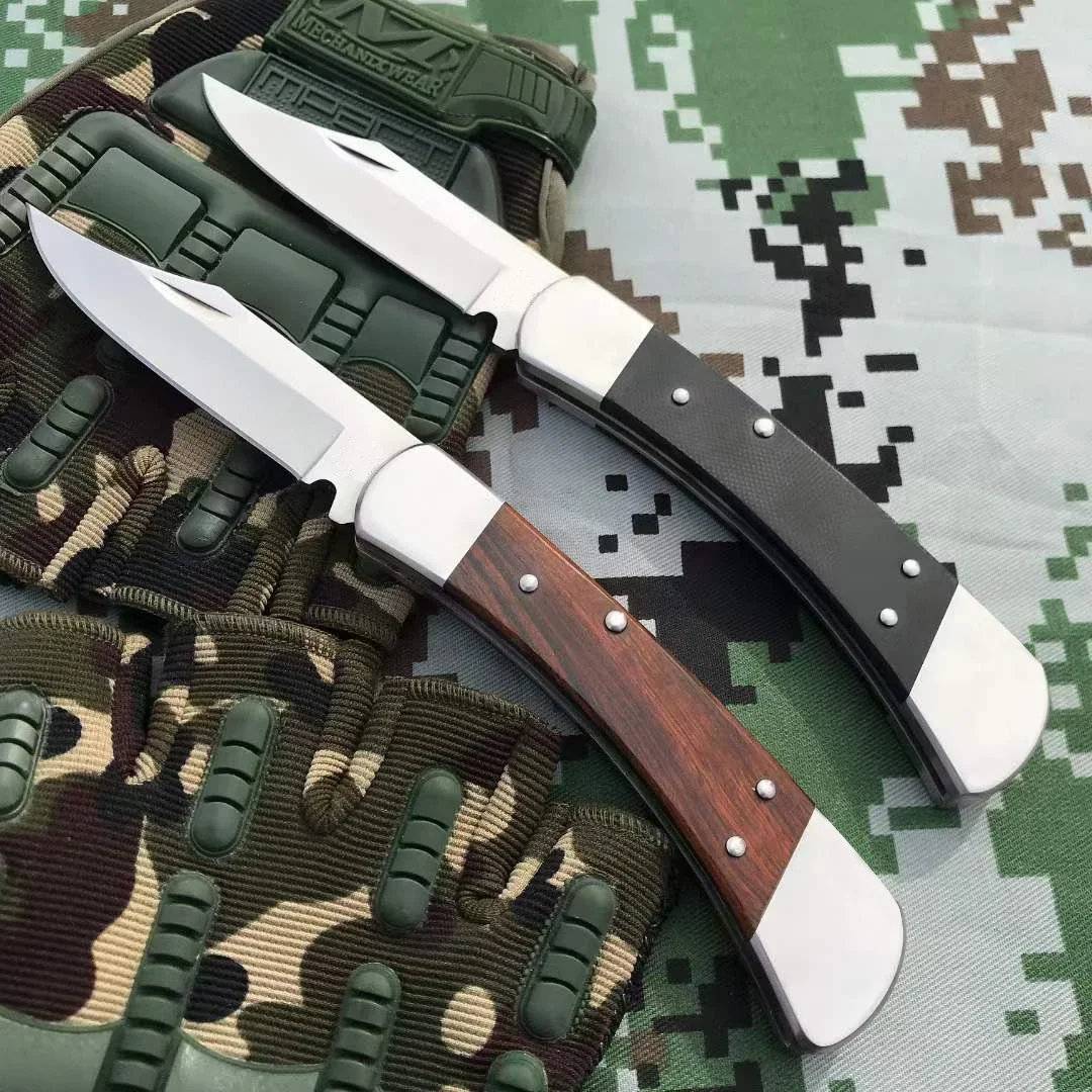 

BK 110 Utility Folding Knife G10 Handle With Leather Sheath Hunt Tactical Flipper Blade Outdoor Knives Self Defense Multi Tools