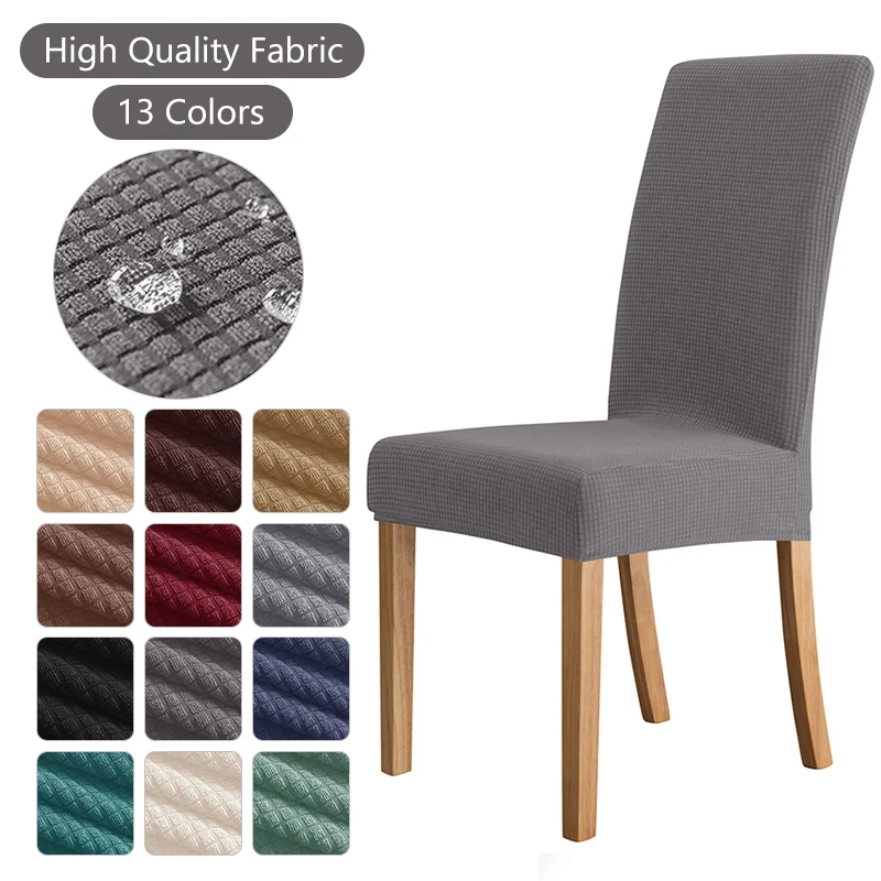 

Waterproof Elastic Chair Cover With Back Dining Room Chair Covers Jacquard Covers For Chairs For Kitchen Wedding Hotel Banquet
