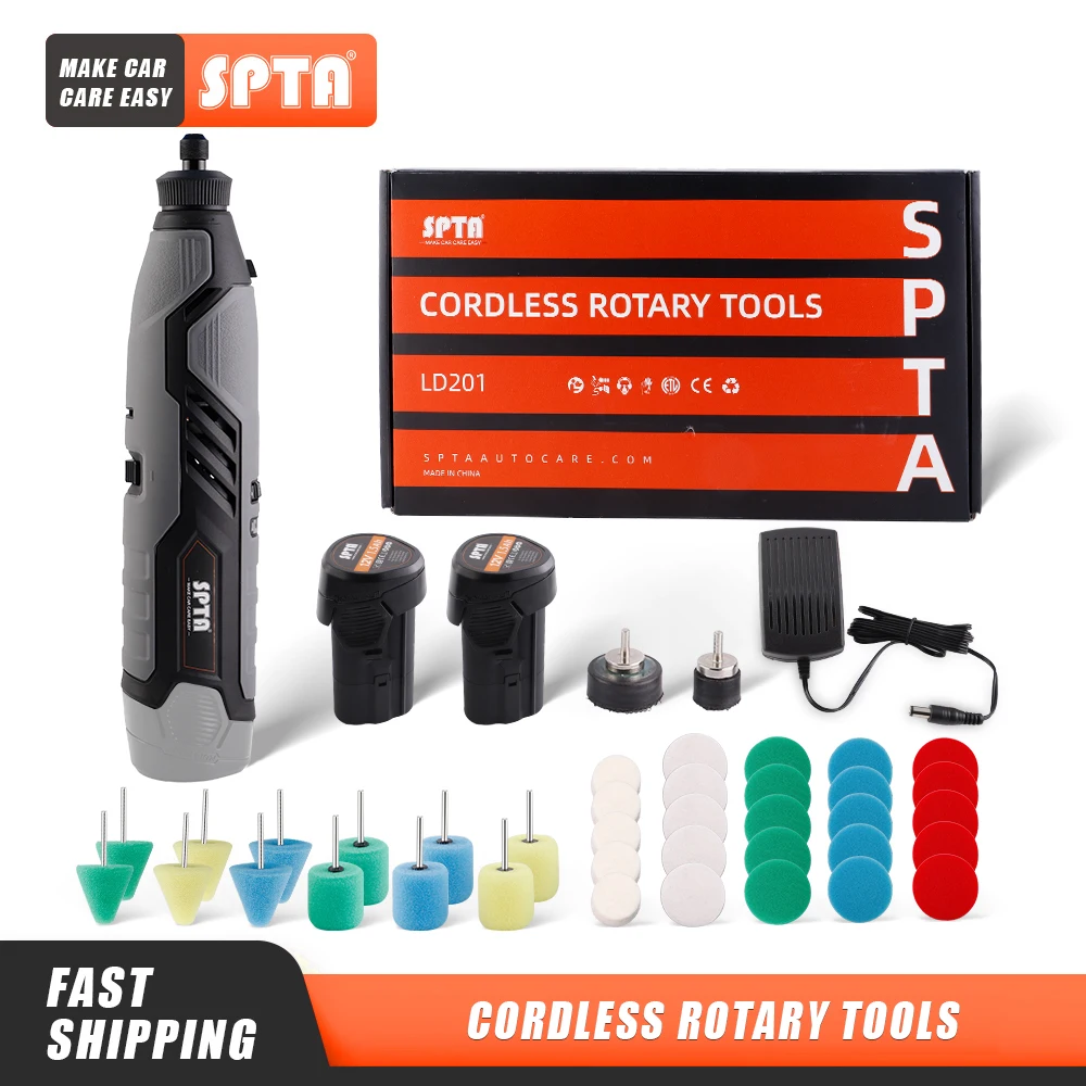 

SPTA 12V Mini Cornor Cordless Detail Polisher Buffer Sets With Polishing Pads Cordless Drill Rotary Tool Wireless Drill