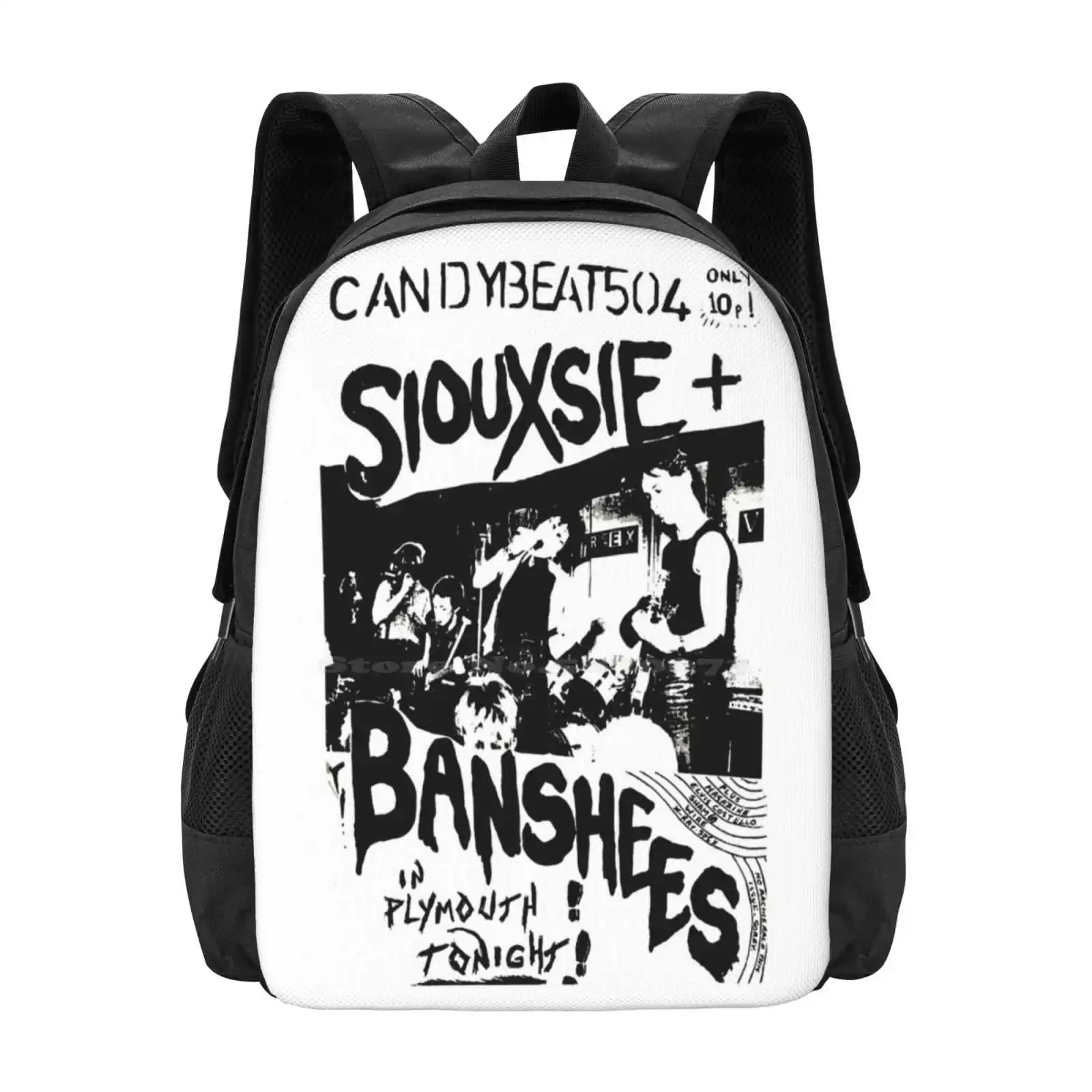 

Школьные сумки для путешествий Siouxsie Flyer, рюкзак для ноутбука Siouxsie Banshees Music Newvawe Postpunk, белые черные Пистолеты для интима