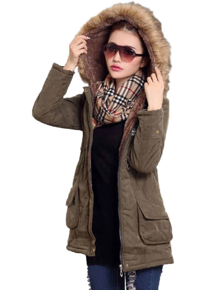 New Winter Women Jacket Medium-long Thicken Outwear Hooded Wadded Coat Slim Parka Cotton-padded Jacket Overcoat 2022