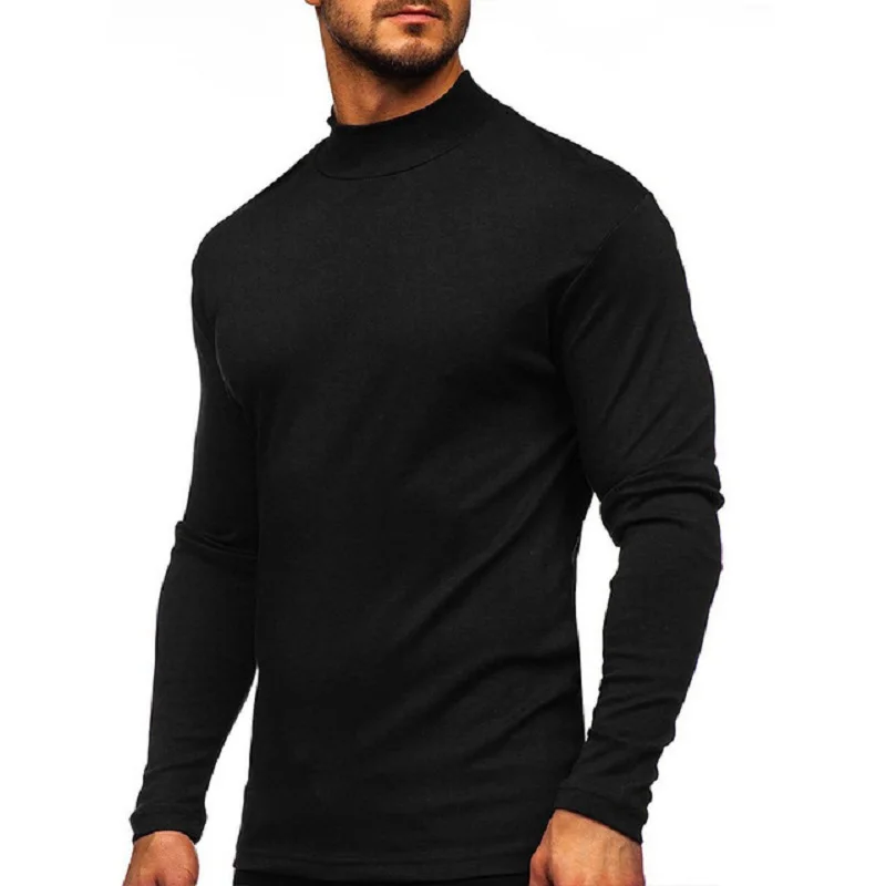 

Winter Warm Half High Collar Fashion Thermal Underwear Men Neck Basic T-shirt Blouse Pullover Long Sleeve Top