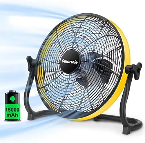

Battery Operated Fan, Battery Powered Fan, Rechargeable Floor Fan, Battery Fan for Camping, Portable & Rechargeable, 15000mA
