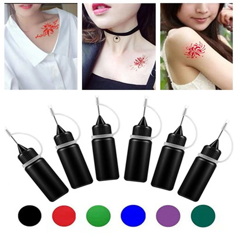 

10ml 7 Colors Temporary Tattoo Ink Natural Organic Fruit Gel For Body Art Painting Pigment Long Lasting Tattoo Juice Ink