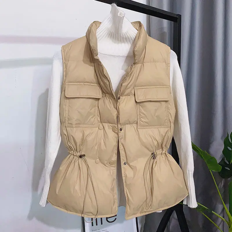 

New Fashion Cotton Padded Women's Down Casual Vest Winter Thick Waistcoat Zipper Vest Windproof Lightweight Waistcoat Female