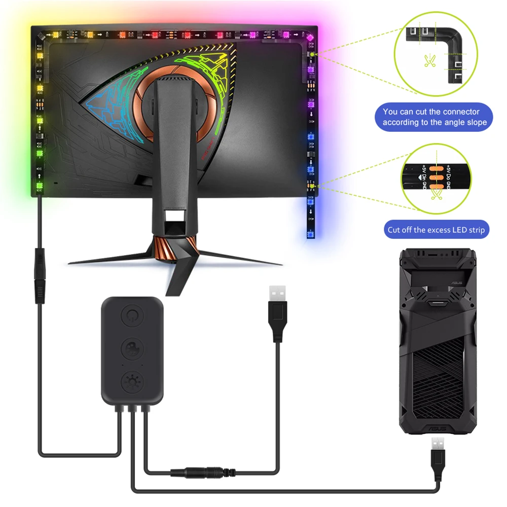 Светодиодная RGB лента для подсветки компьютера адресуемый экран Подвесная лампа