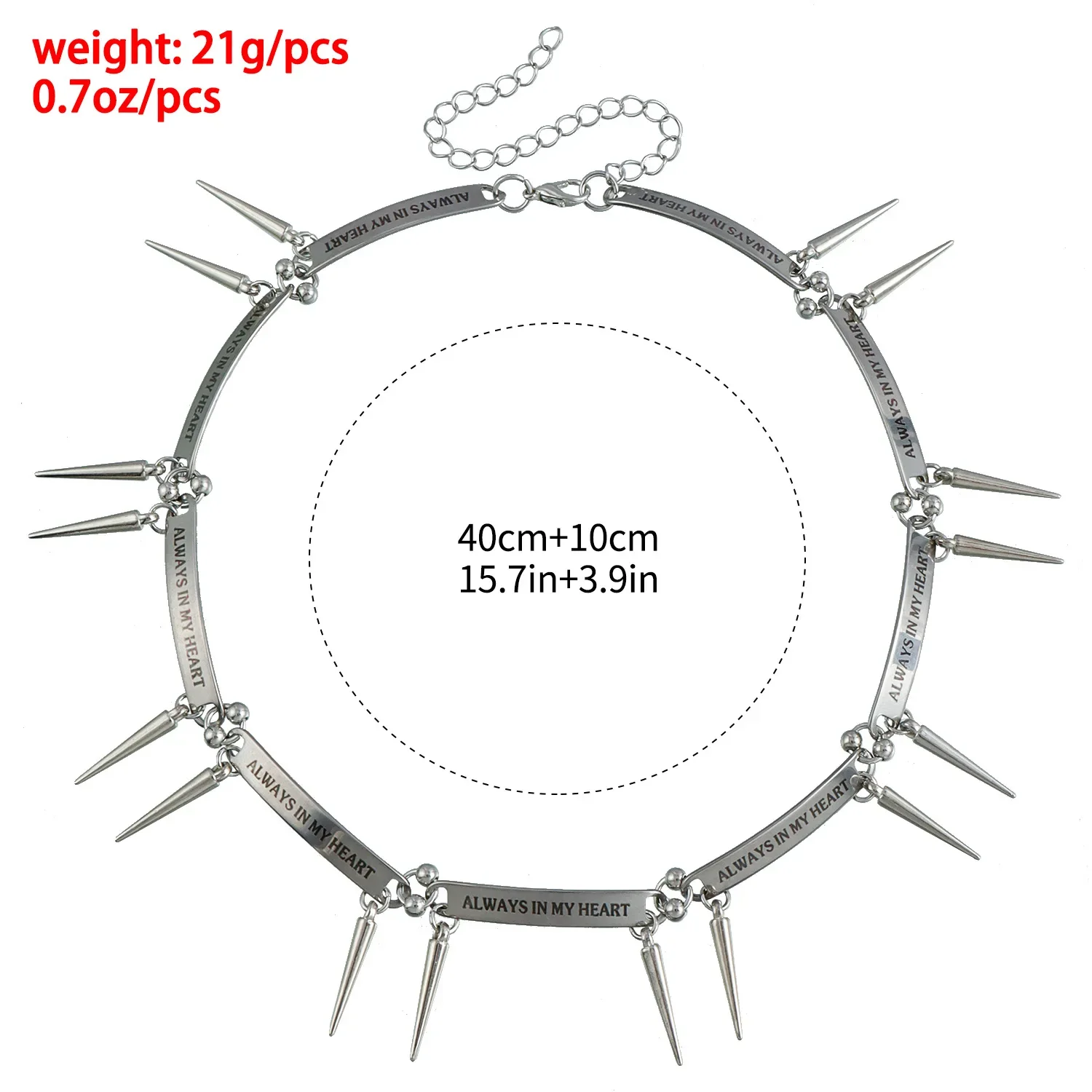 Ожерелье с заклепками из цинкового сплава панк лезвие бритвы ломтики ожерелья