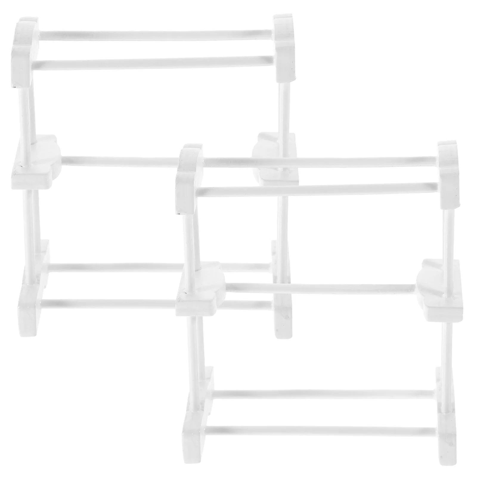 

2 Pcs Towel Holder House Mini Furniture Wooden Rack Clothes Stand White Clothing
