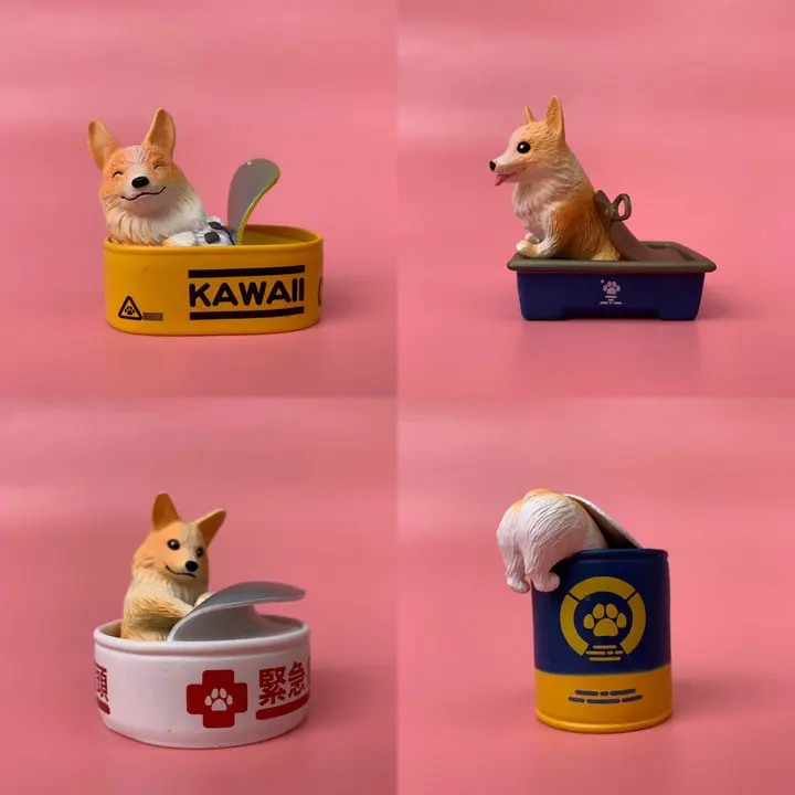 

Genuine Bulk Pack Simulated Dog Canned Cocky Cute Mini Doll Gifts Toy Model Anime Figures Collect Ornaments