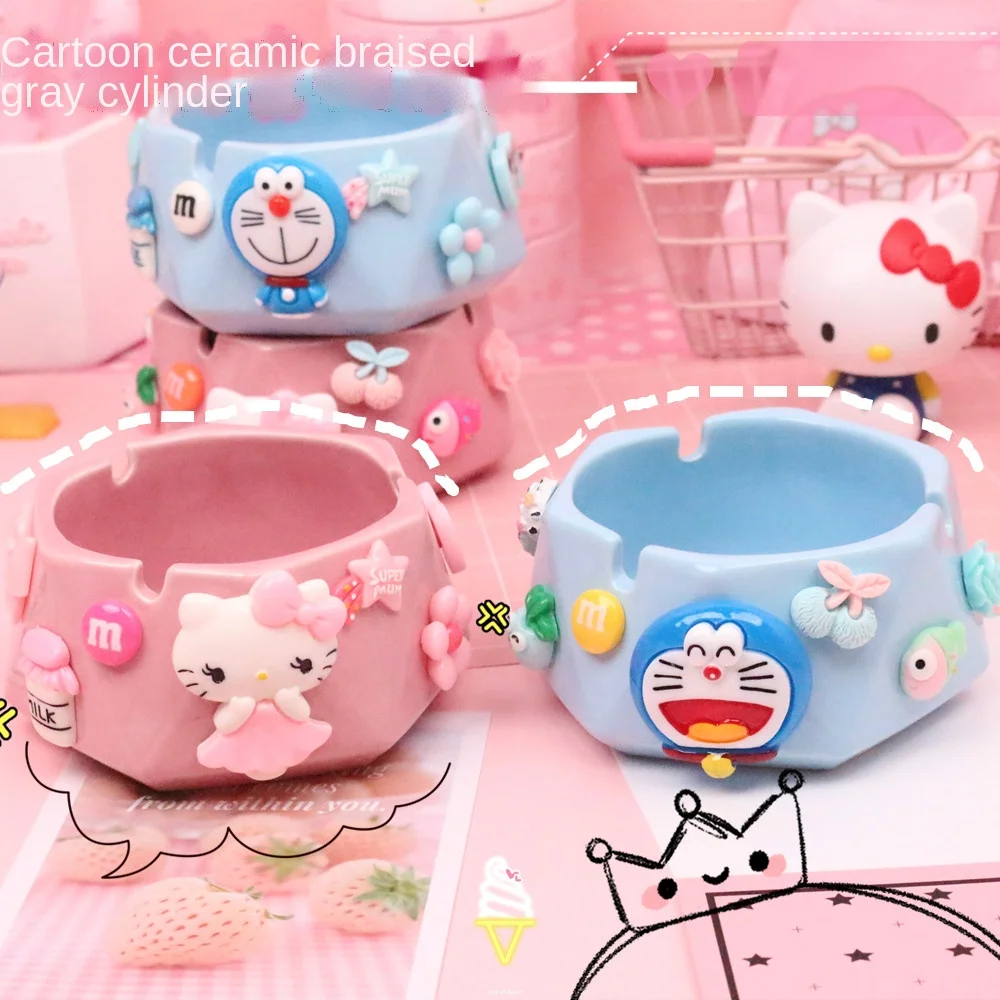 

Kt Cat Cartoon Anime Trend Pink Ceramics Ashtray Kawaii Cute Creative Three Dimensional Prevent Fly Ash Ashtray Birthday Gifts