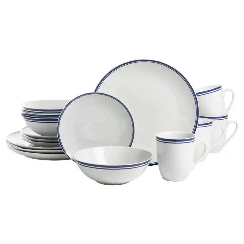 

Coupe 16-Piece Ceramic Dinnerware Set, Blue for home dinner set dishes and plates sets