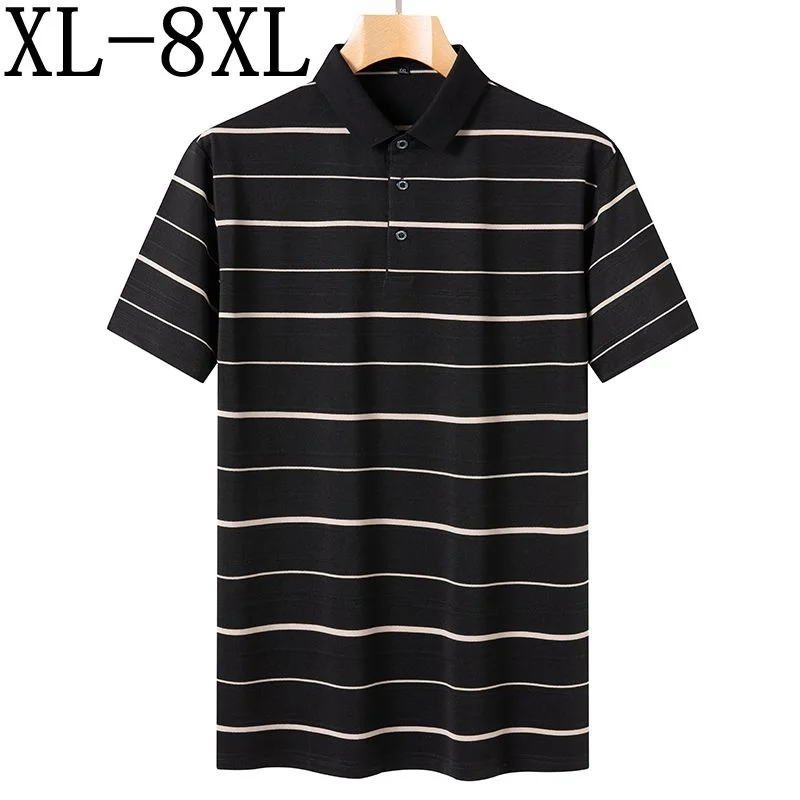 

7XL 8XL 6XL 2023 New Summer Luxury Style Striped Polo Shirt Men High End Fashion Mens Polos Shirts Casual Loose camisa masculina
