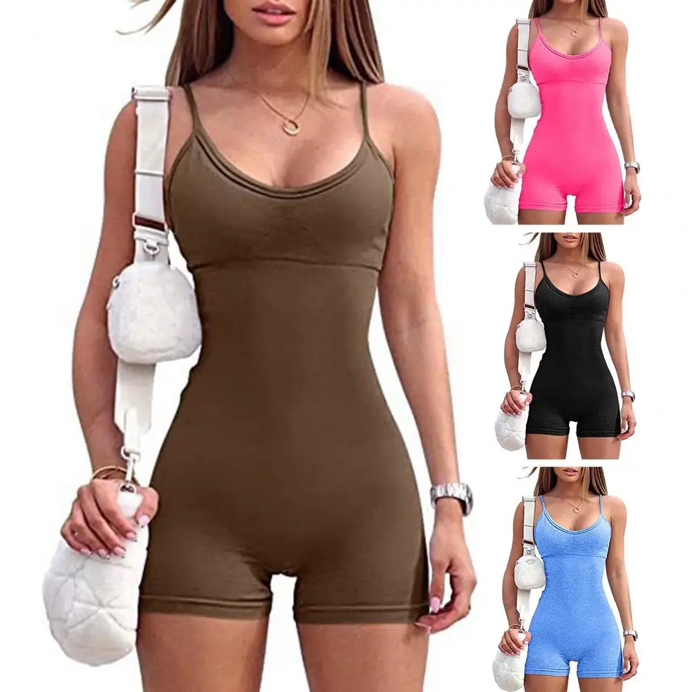 

Stylish Ladies Jumpsuit Breathable Exercise Romper Shorts High Elastic Skinny Fitness Romper Slim Fit