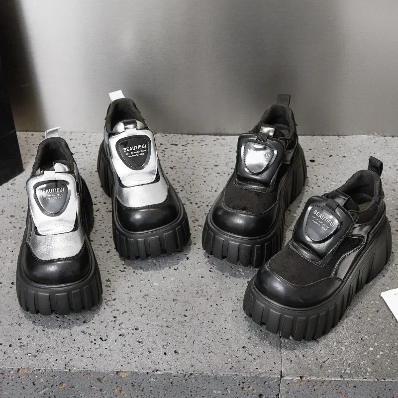 Женские туфли на высокой платформе AUTUSPIN кожаные лоферы разных цветов толстой