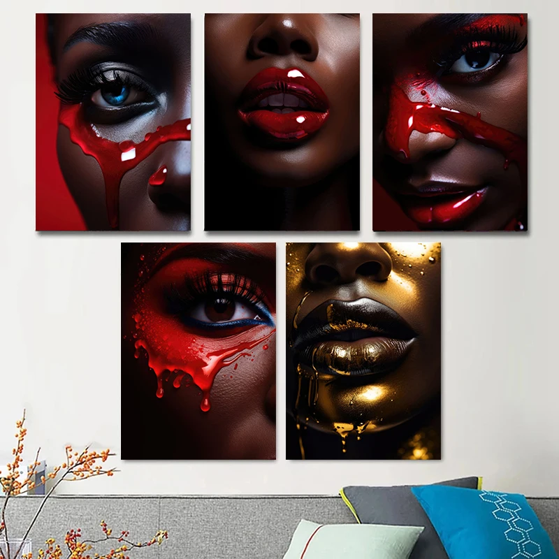 

Modern African Art Golden Women Mural Fashion Wall Poster Canvas Print Luxury Painting Wall Bedroom Home Decoration Cuadros