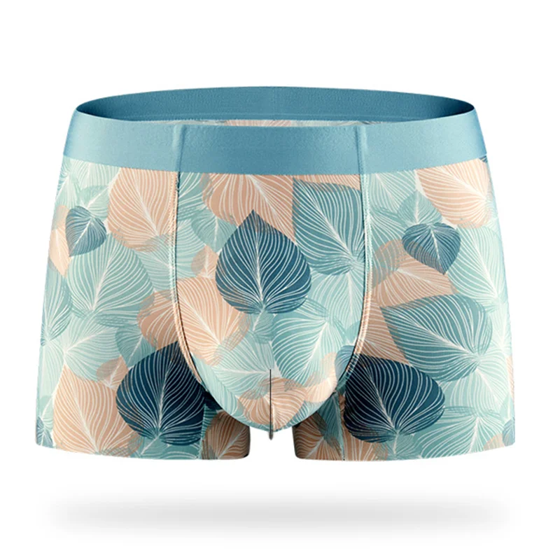 Blue Colors Male's Bacteriostatic Panties Ice Silk Printed Cool And Breathable Graphene More Soft Inners Men 24-Hour Care Shorts