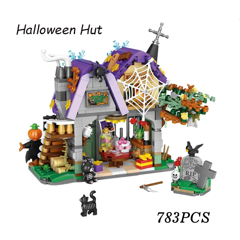 

LOZ 1233 Mini Blocks Bricks Building Halloween House Tree Ghost Pumpkin Monster Animal Tombstone Model Toy for Children No Box