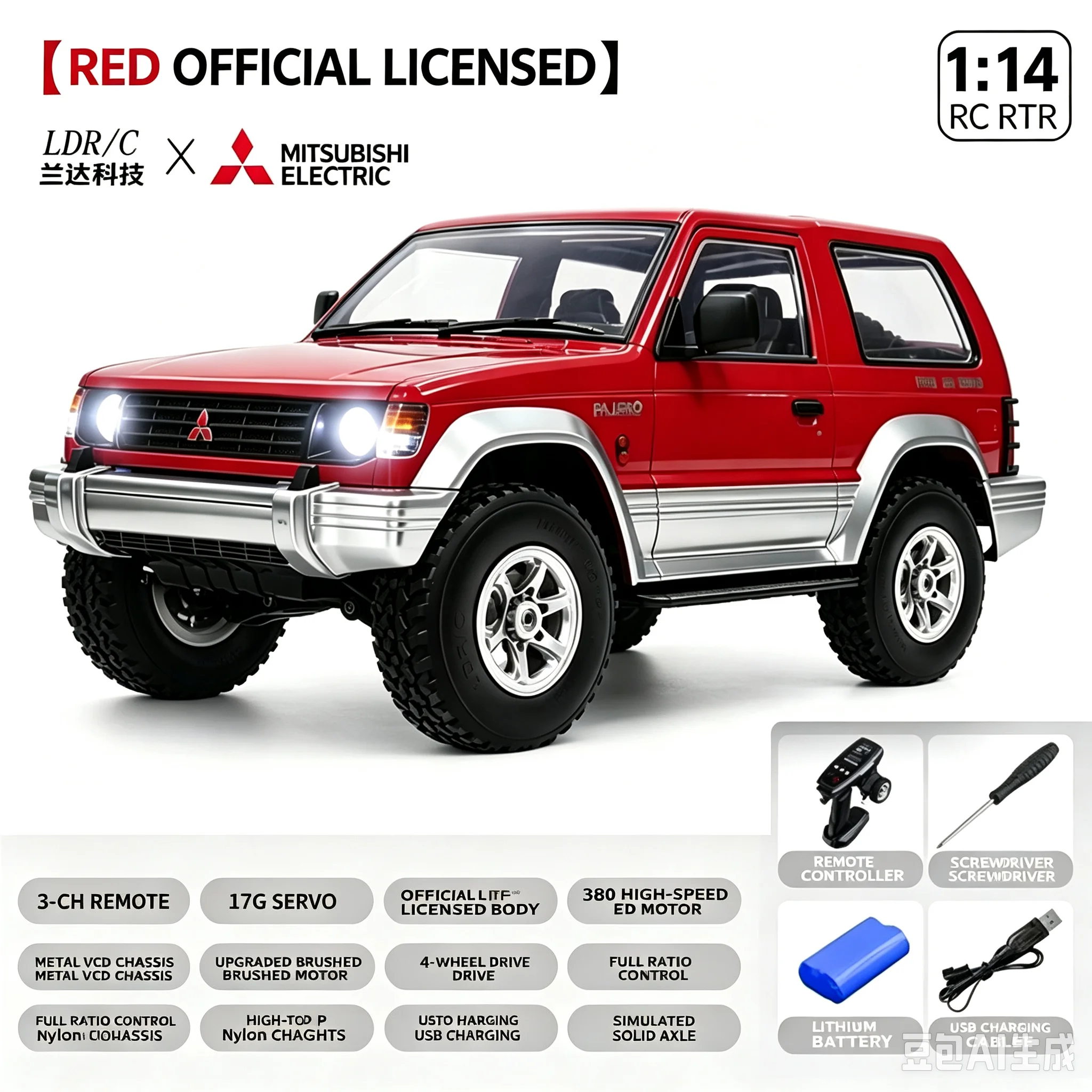 Фото Ldrc Landa Technology Rc Crawler Mitsubishi Pajero 1297, полноприводный внедорожный краулер, официально лицензированная модель автомобиля. №2