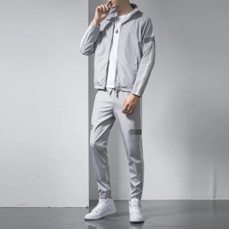 

2PC Set For Men New Sportswear Suits Hip Hop Military Male Tracksuit Hooded Jacket+Harem Pant Patchwork Mens Tracksuits Sets