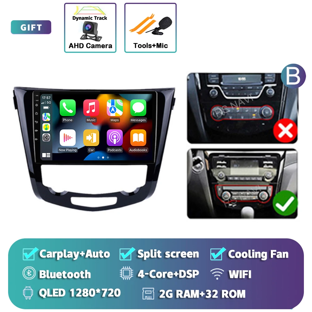 

Автомобильное радио Carplay Android 15, мультимедиа для Nissan Qashqai J11 X-Trail xtrail T32 Rogue Dualis 2013-2021, стерео головное устройство 2din