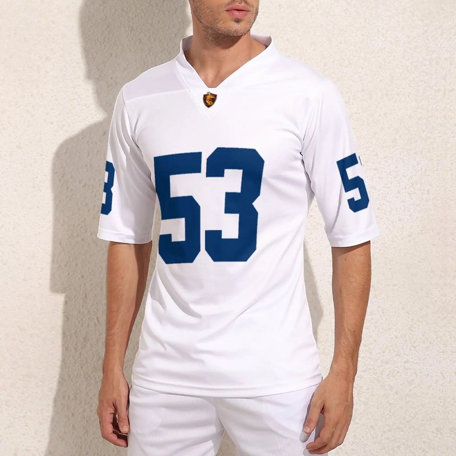 

Personalized Indianapolis No 53 White Rugby Jersey Workout Trendy Football Jerseys Male Customized Rugby Shirts