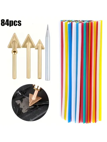 Набор из 4 пластиковых сварочных стержней, содержит 4 сварочных головок и является многоцветным пластиковым сварочным стержнем из полипропилена/ПВХ/ПЭ для автомобильных бамперов.