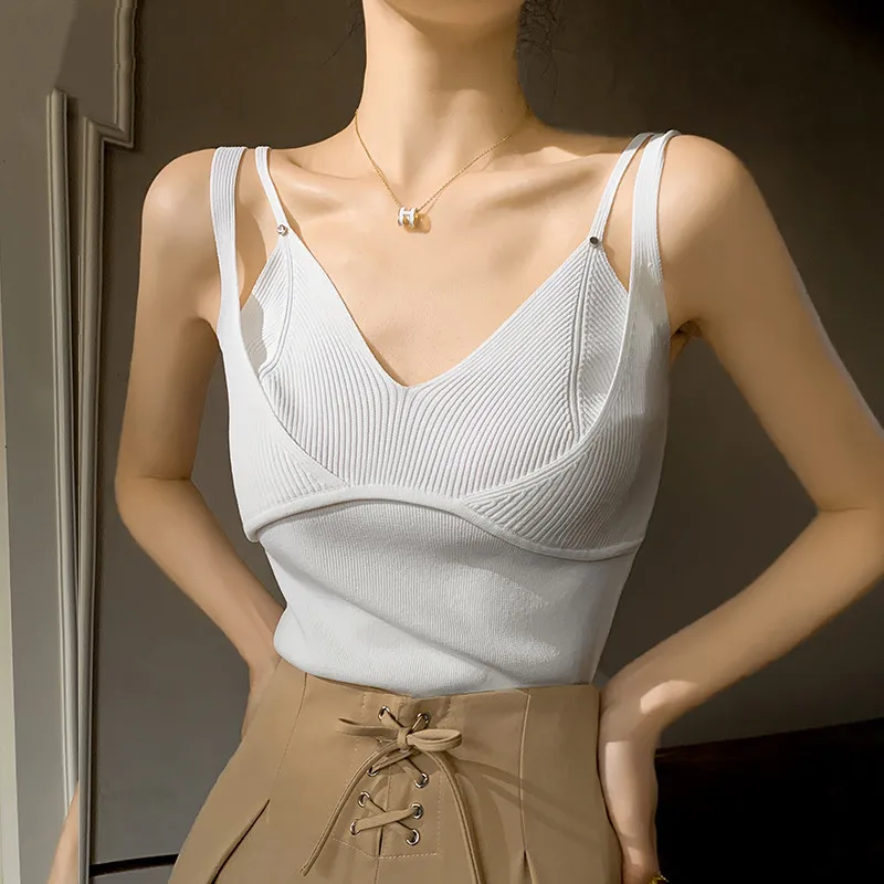 

Топ на бретельках для женщин с эластичной верхней одеждой, сексуальная белая стройнящая и красивая спина, в комплекте с нижней частью