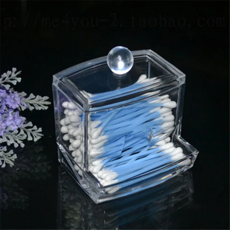 

Transparent Clear Acrylic Q-tip Holder Box Cotton Swabs Stick Storage Cosmetic Makeup Case Boxes Home Storage Organizador