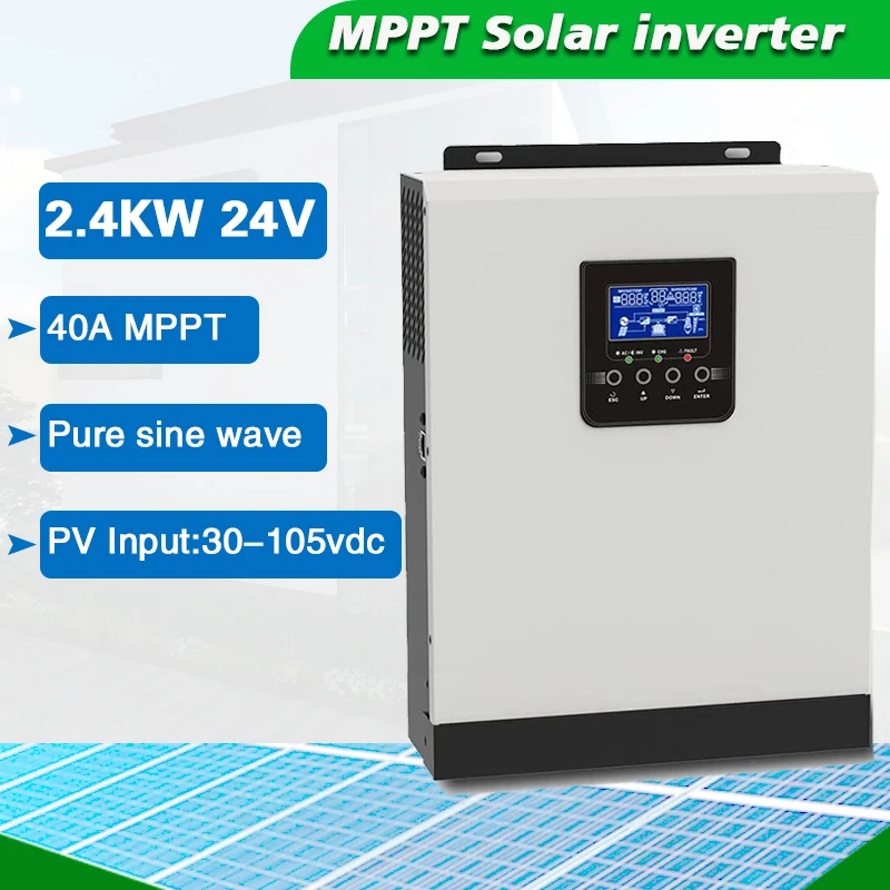 

3000W MPPT Solar Inverter 2400W Hybrid 24V PV Input 80VDC 220VAC Output Pure Sine Wave Build In 50A Solar Charger Controller